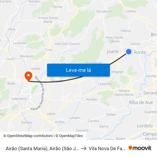 Airão (Santa Maria), Airão (São João) e Vermil to Vila Nova De Famalicão map
