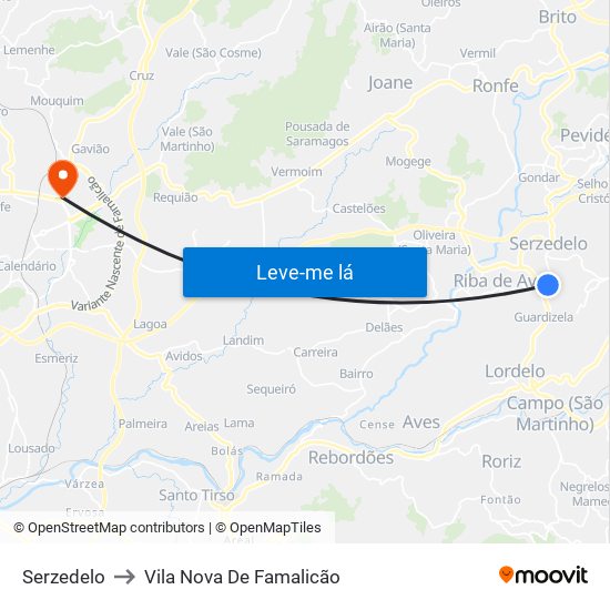 Serzedelo to Vila Nova De Famalicão map