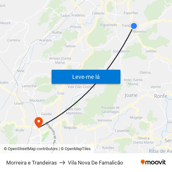 Morreira e Trandeiras to Vila Nova De Famalicão map