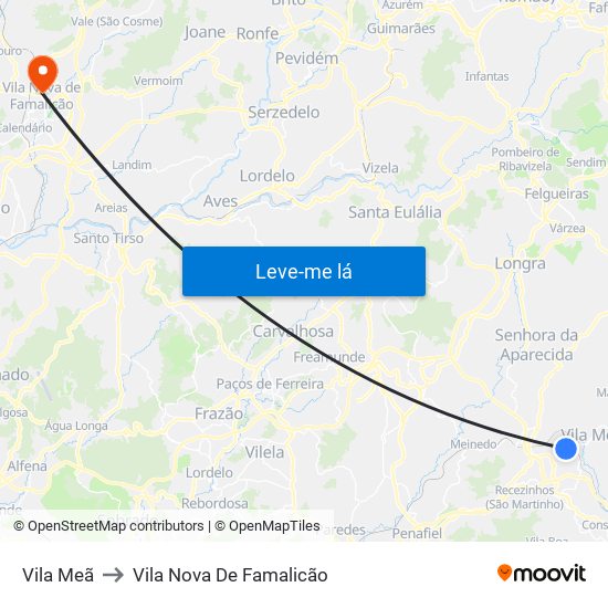 Vila Meã to Vila Nova De Famalicão map