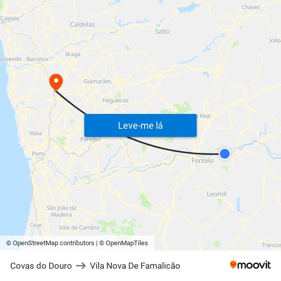 Covas do Douro to Vila Nova De Famalicão map