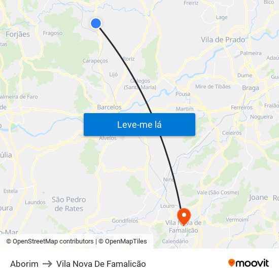 Aborim to Vila Nova De Famalicão map