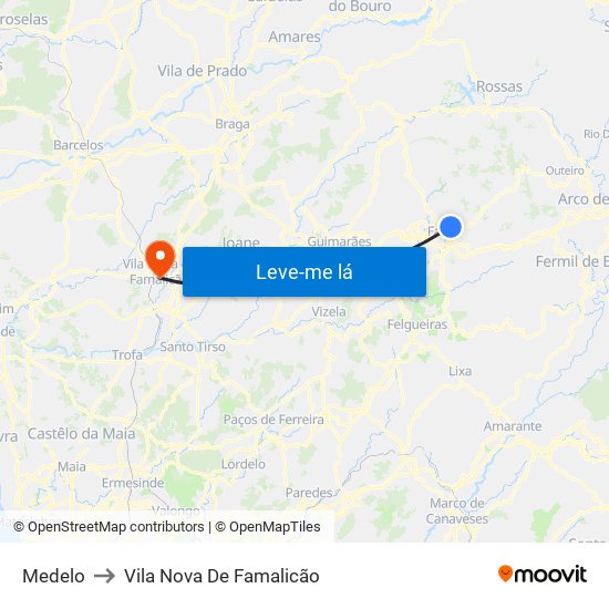 Medelo to Vila Nova De Famalicão map