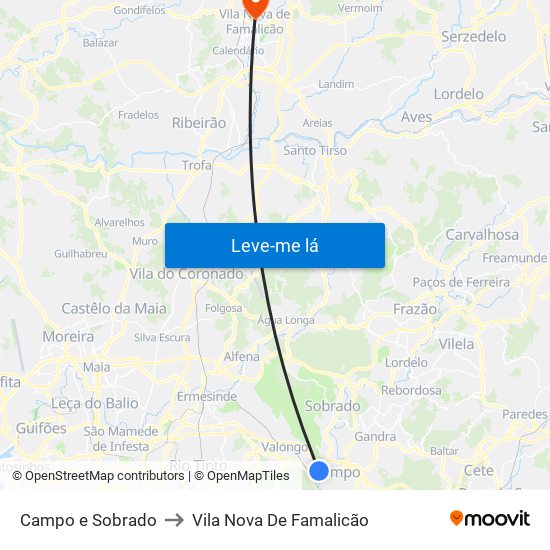 Campo e Sobrado to Vila Nova De Famalicão map