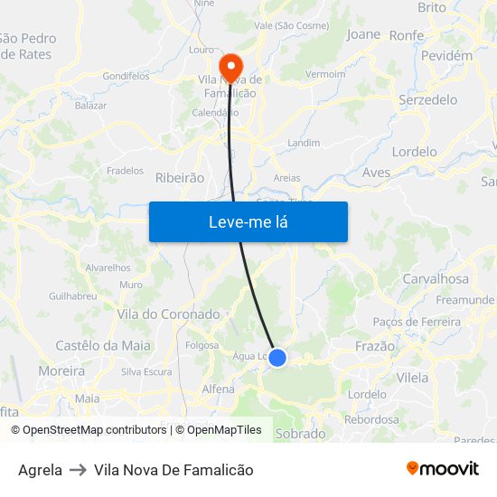 Agrela to Vila Nova De Famalicão map