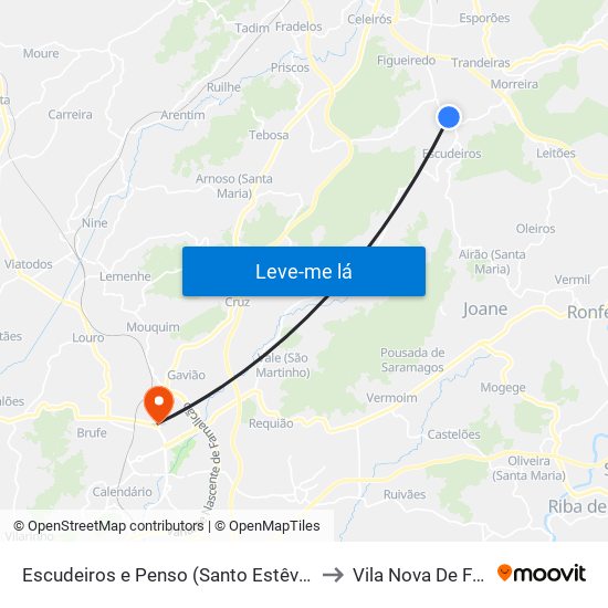 Escudeiros e Penso (Santo Estêvão e São Vicente) to Vila Nova De Famalicão map