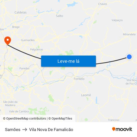 Samões to Vila Nova De Famalicão map