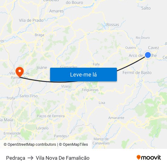 Pedraça to Vila Nova De Famalicão map