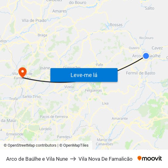 Arco de Baúlhe e Vila Nune to Vila Nova De Famalicão map