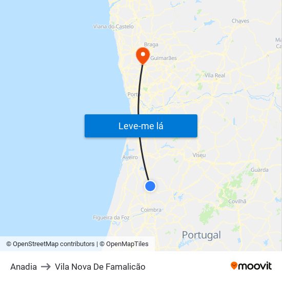 Anadia to Vila Nova De Famalicão map