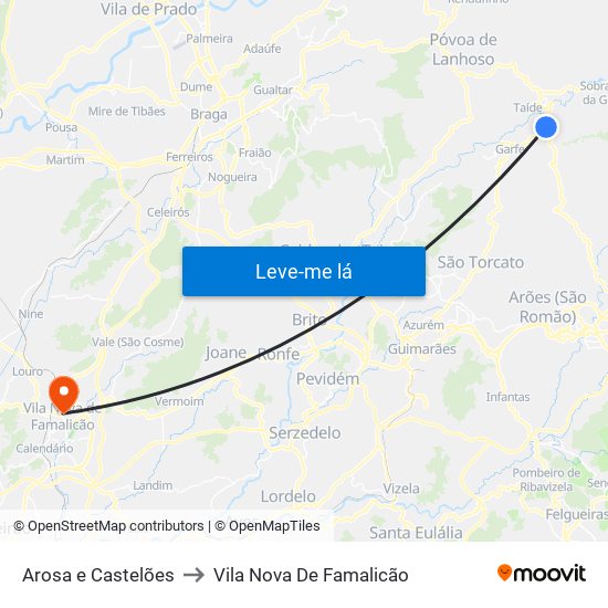 Arosa e Castelões to Vila Nova De Famalicão map