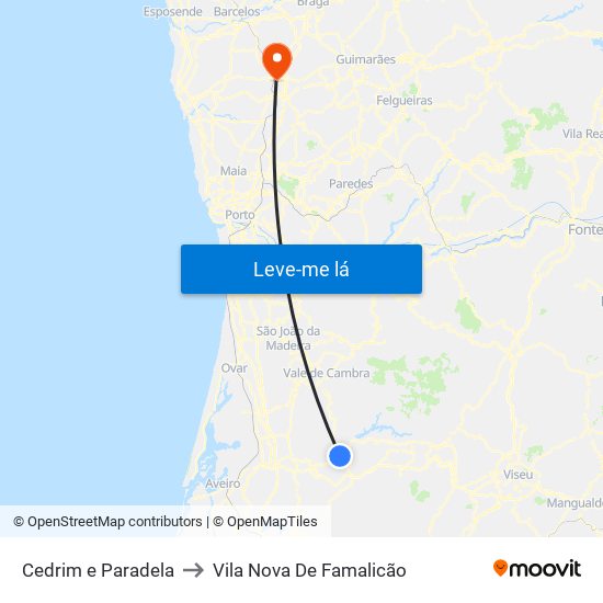Cedrim e Paradela to Vila Nova De Famalicão map