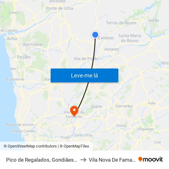 Pico de Regalados, Gondiães e Mós to Vila Nova De Famalicão map