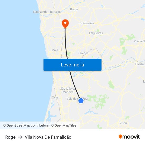 Roge to Vila Nova De Famalicão map