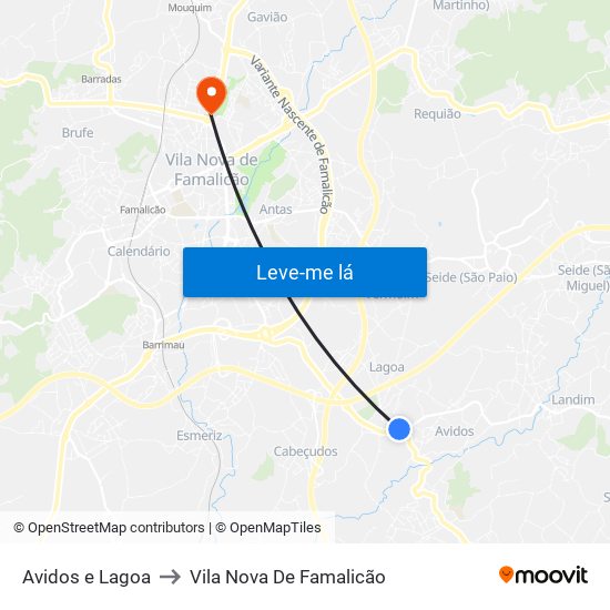 Avidos e Lagoa to Vila Nova De Famalicão map