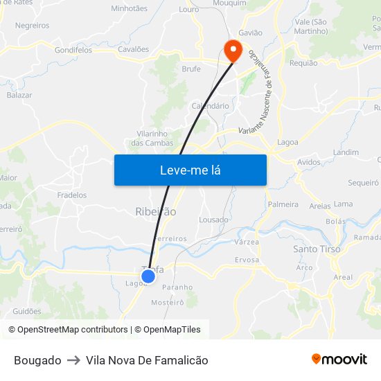 Bougado to Vila Nova De Famalicão map