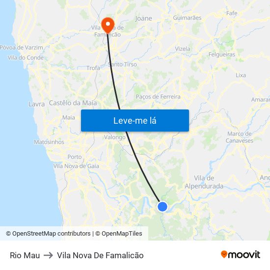 Rio Mau to Vila Nova De Famalicão map