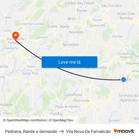 Pedreira, Rande e Sernande to Vila Nova De Famalicão map