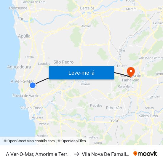 A Ver-O-Mar, Amorim e Terroso to Vila Nova De Famalicão map