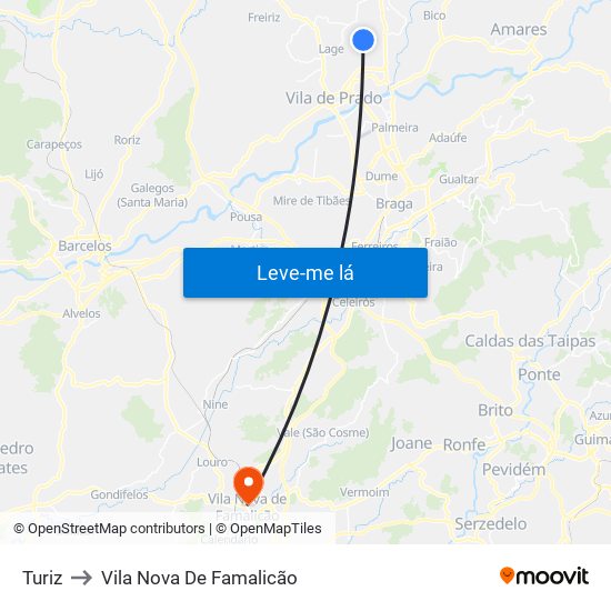 Turiz to Vila Nova De Famalicão map