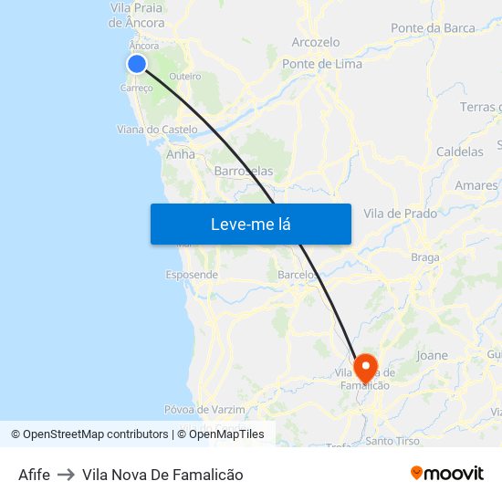 Afife to Vila Nova De Famalicão map