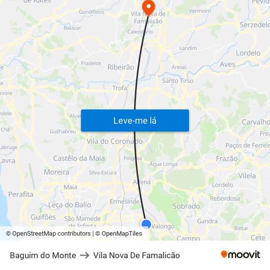 Baguim do Monte to Vila Nova De Famalicão map