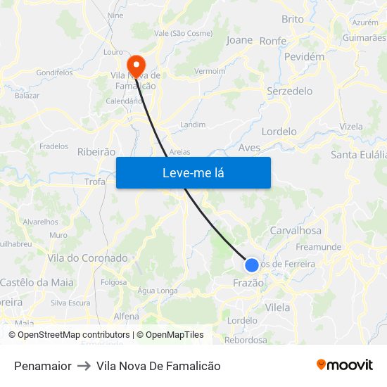 Penamaior to Vila Nova De Famalicão map