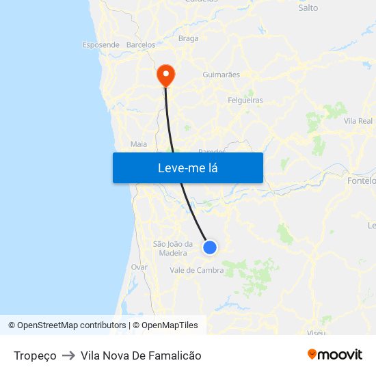 Tropeço to Vila Nova De Famalicão map