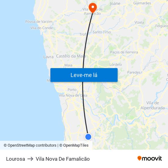 Lourosa to Vila Nova De Famalicão map