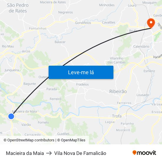 Macieira da Maia to Vila Nova De Famalicão map