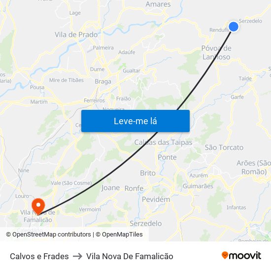 Calvos e Frades to Vila Nova De Famalicão map