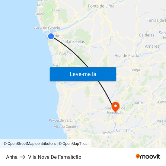 Anha to Vila Nova De Famalicão map