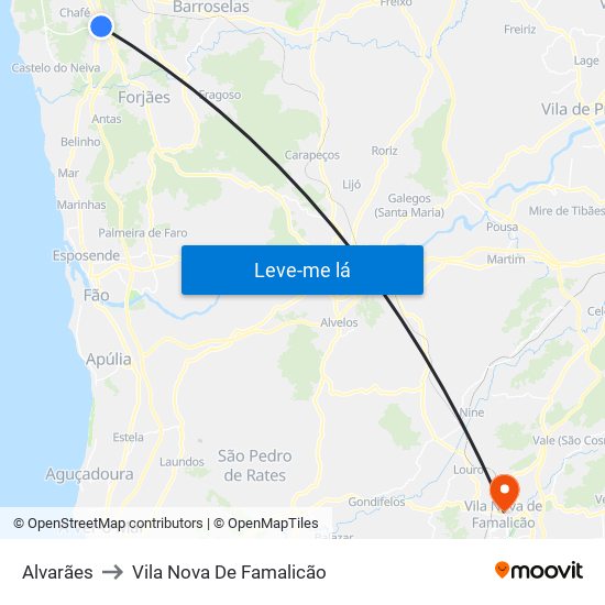 Alvarães to Vila Nova De Famalicão map