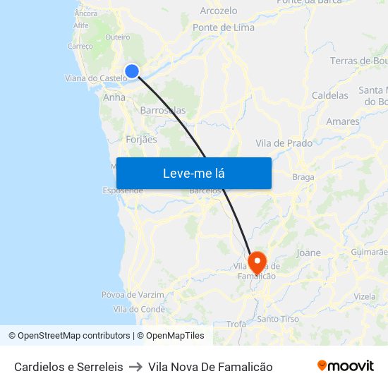 Cardielos e Serreleis to Vila Nova De Famalicão map