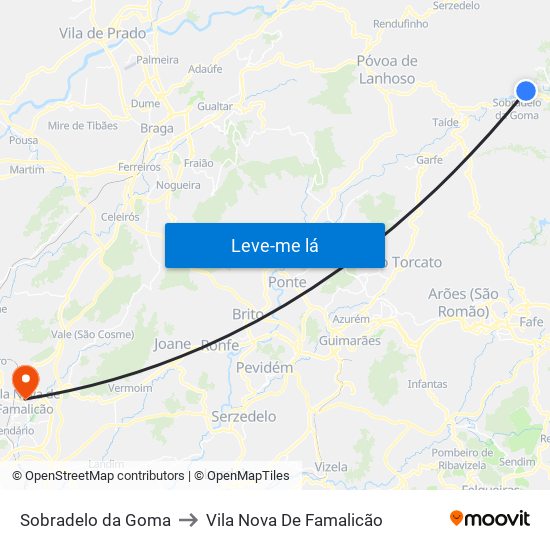 Sobradelo da Goma to Vila Nova De Famalicão map