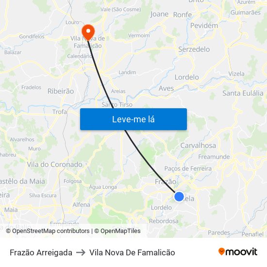 Frazão Arreigada to Vila Nova De Famalicão map