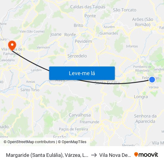 Margaride (Santa Eulália), Várzea, Lagares, Varziela e Moure to Vila Nova De Famalicão map