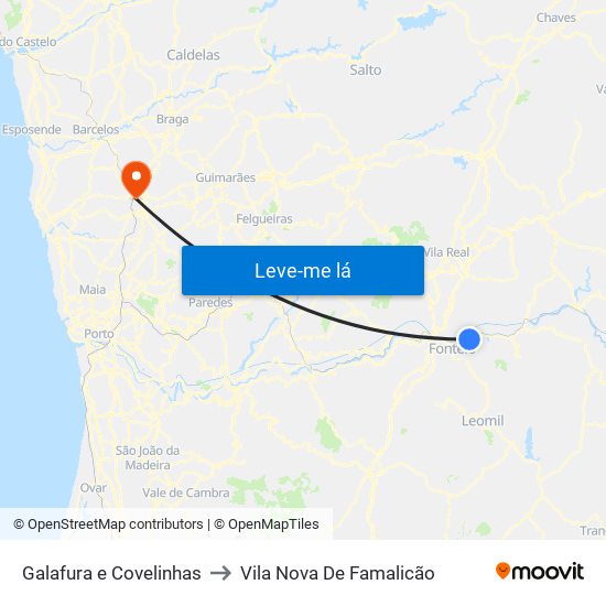 Galafura e Covelinhas to Vila Nova De Famalicão map