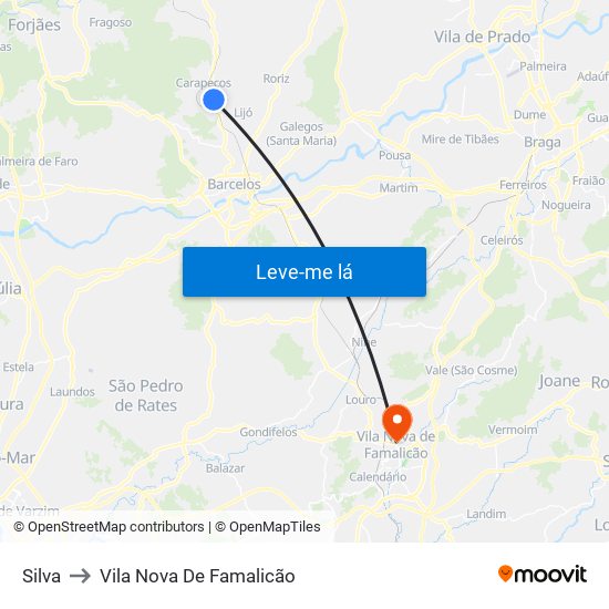 Silva to Vila Nova De Famalicão map