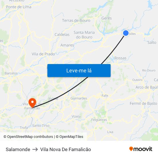 Salamonde to Vila Nova De Famalicão map