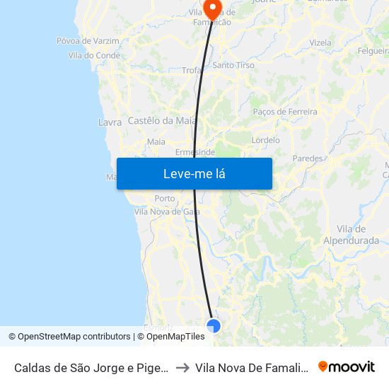 Caldas de São Jorge e Pigeiros to Vila Nova De Famalicão map