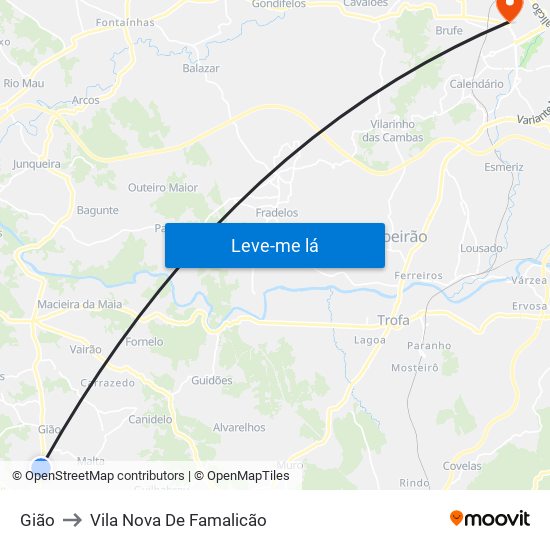 Gião to Vila Nova De Famalicão map