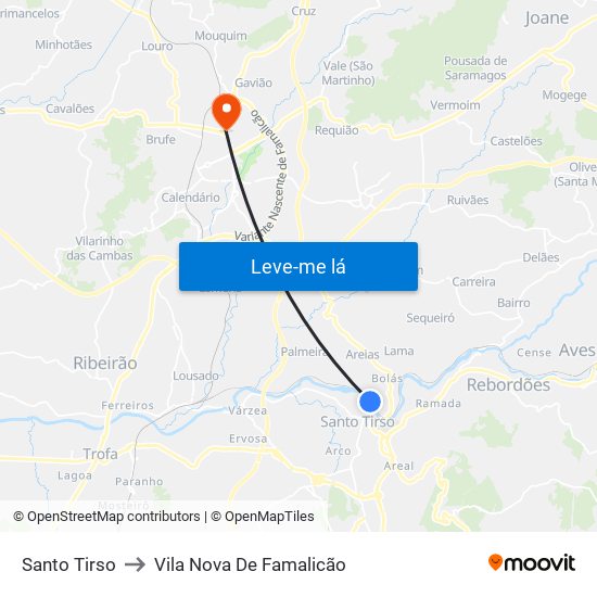 Santo Tirso to Vila Nova De Famalicão map