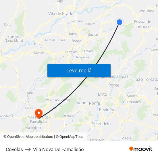 Covelas to Vila Nova De Famalicão map