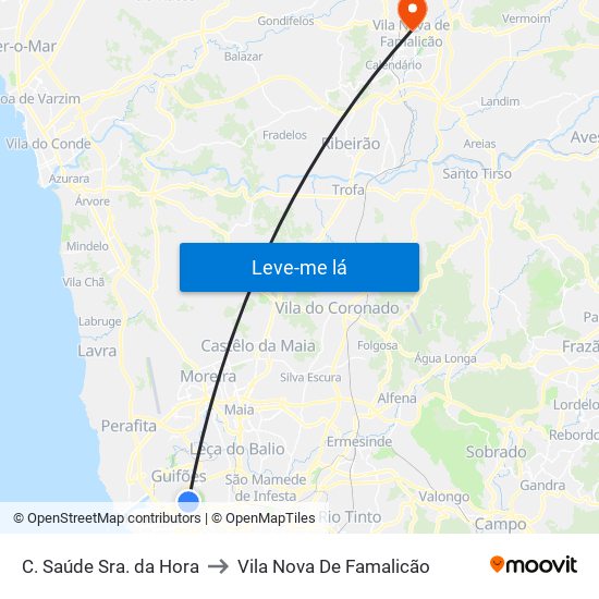 C. Saúde Sra. da Hora to Vila Nova De Famalicão map