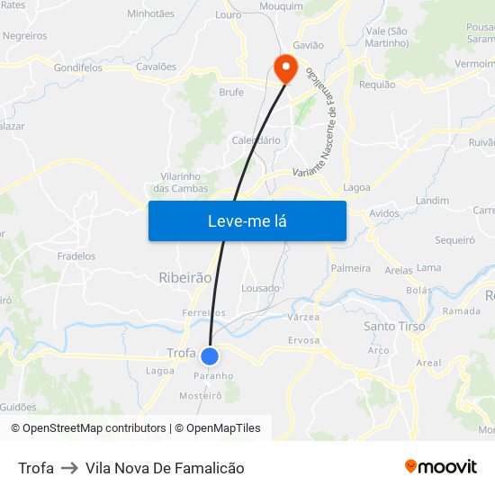 Trofa to Vila Nova De Famalicão map