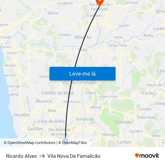Ricardo Alves to Vila Nova De Famalicão map