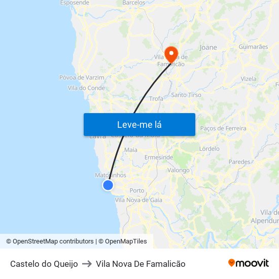 Castelo do Queijo to Vila Nova De Famalicão map