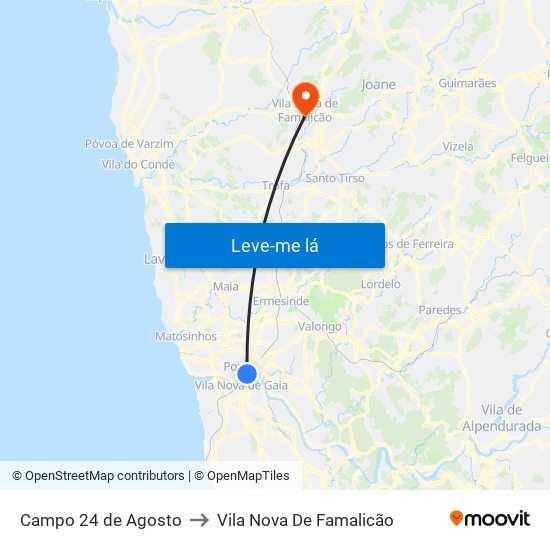 Campo 24 de Agosto to Vila Nova De Famalicão map