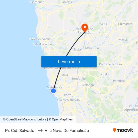 Pr. Cid. Salvador to Vila Nova De Famalicão map